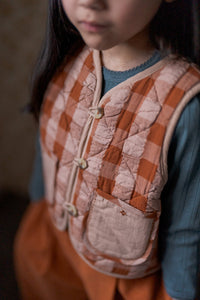 【ラスト1点】Josie Reversible Waistcoat - Seersucker Gingham in Russet