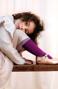 La Haute - Ribbed Knee-high Socks- Rose Bonbon