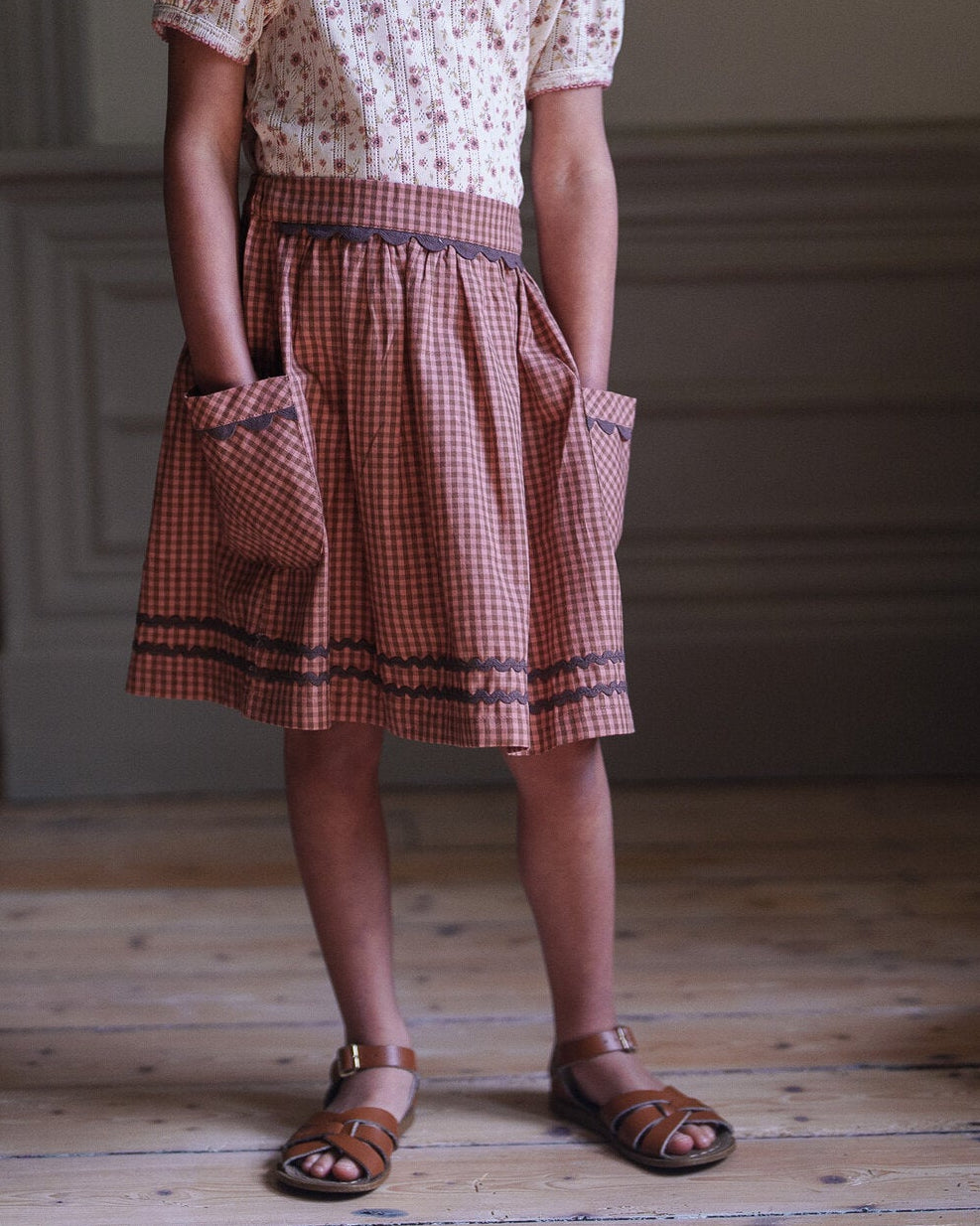 【ラスト1点】Margot Skirt Tiny Check in Tea Rose