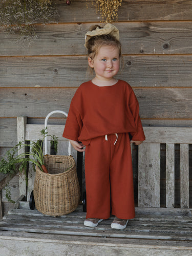 Paprika Waffle Wide Leg Pants