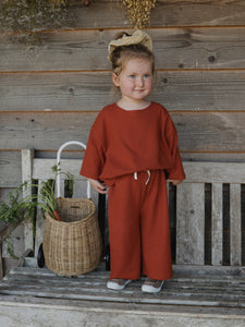 Paprika Waffle Wide Leg Pants