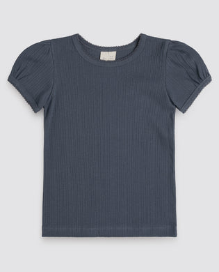 【ラスト1点】Organic Pointelle T-shirt - Storm Blue