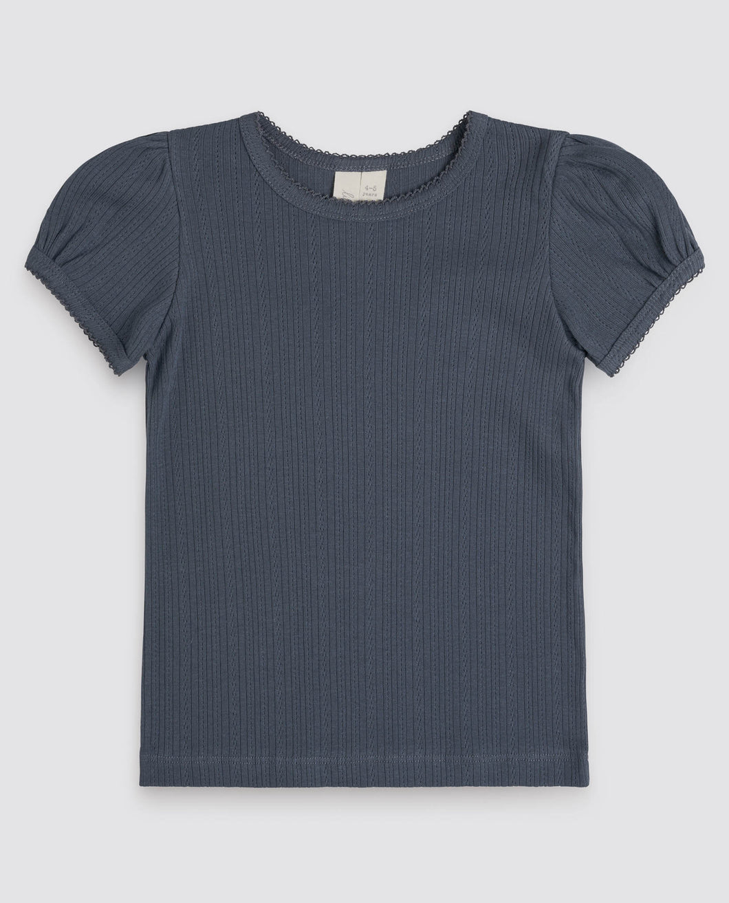 Organic Pointelle T-shirt - Storm Blue
