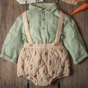 Veggie Suspender Shorts / Latte