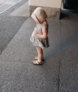 【ラスト1点】SLEEVELESS PEPLUM SET | SEA GREEN GINGHAM
