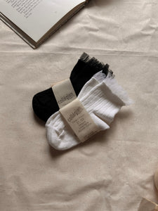 〚Children＆Women〛Tulle Frill Ribbed Ankle Socks - Blanc Neige