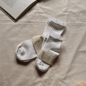 〚Children＆Women〛Tulle Frill Ribbed Ankle Socks - Blanc Neige