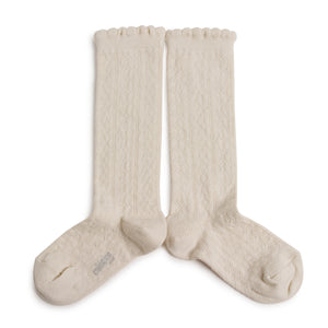 Juliette - Pointelle Organic Cotton Knee-high Socks-Doux Agneaux