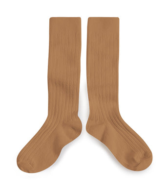 La Haute - Ribbed Knee-high Socks- Caramel au Beurre Salé