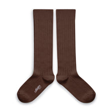 画像をギャラリービューアに読み込む, La Haute - Ribbed Knee-high Socks - Chocolat au Lait