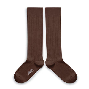 La Haute - Ribbed Knee-high Socks - Chocolat au Lait