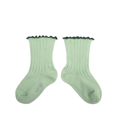 Delphine - Lettuce Trim Ribbed Socks - Verveine
