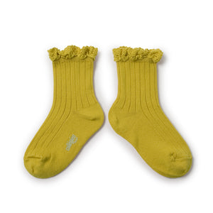 Lili - Lace Trim Ribbed Ankle Socks -  Kiwi Doré