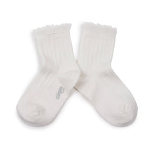 画像をギャラリービューアに読み込む, 〚Children＆Women〛Tulle Frill Ribbed Ankle Socks - Blanc Neige