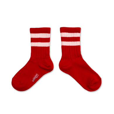 Nico - Ribbed Varsity Crew Socks - Coquelicot