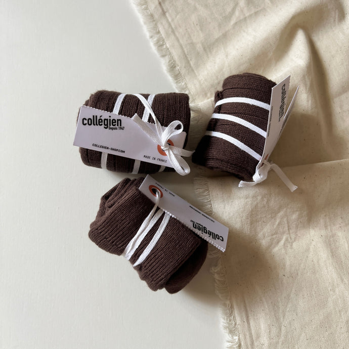 Ribbed Knee-high Socks - Chocolat au Lait