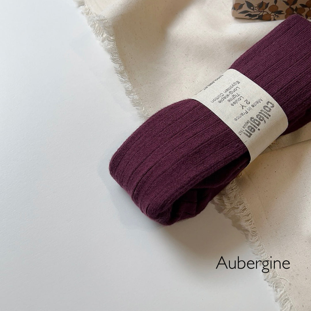 日本正規販売店】Collégien (コレジアン) / Ribbed Tights - Aubergine