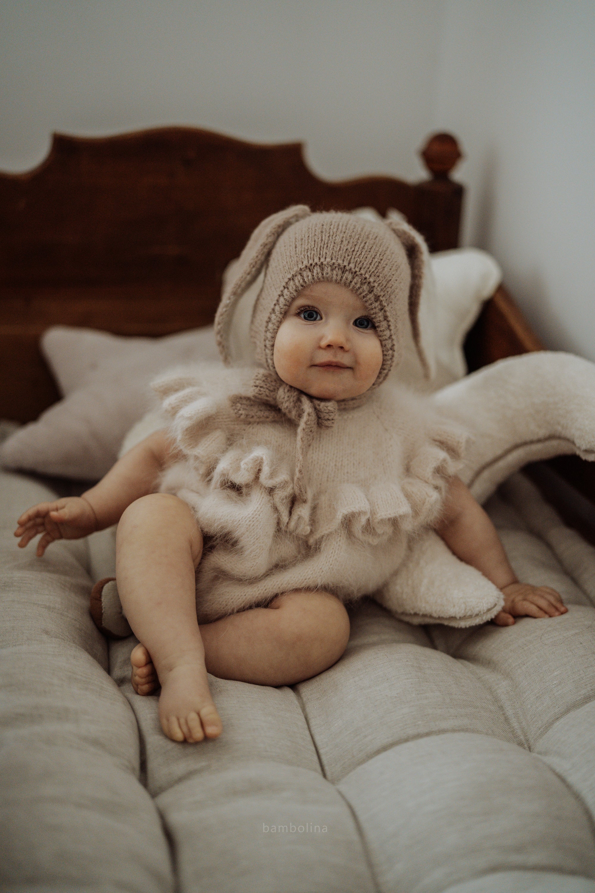 bambolina kitty classic beige バンボリーナ Bambolina】beige kitty キティボンネット 0-6m,6-12m,1-3y