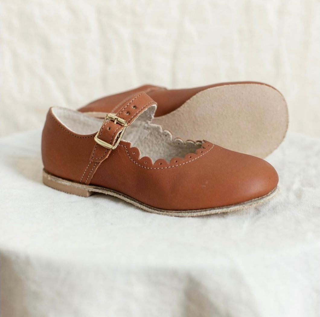 Scalloped Mary Jane - Warm Brown – Melty Colors