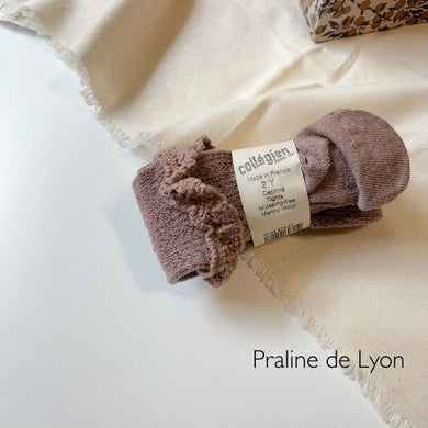 Pointelle Merino Wool Tights with Merino Lace Trim - Collégien
